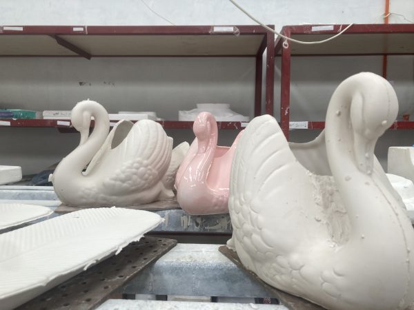 Pre glazed and one pink swan